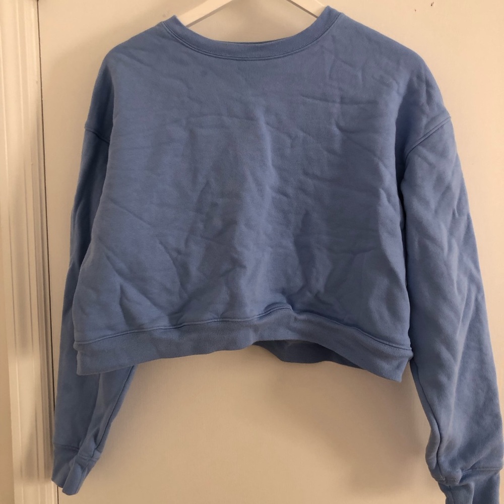 Girlfriend Collective size L 50/50 cropped sweatshirt in “bluejay”